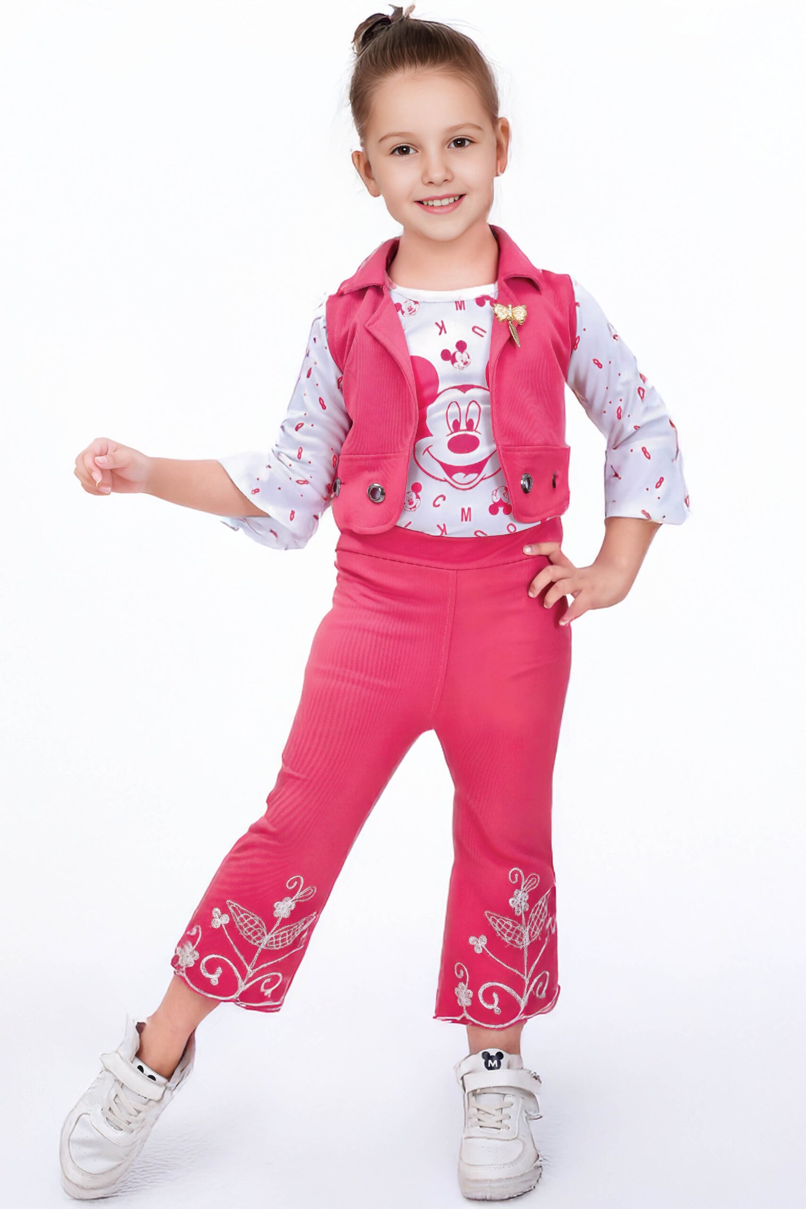 Girls' Pink Clothing Set with Jacket - Age 2 to 7 Years