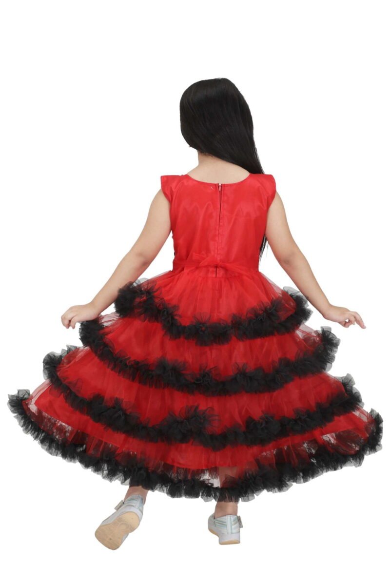 Alternative view of Girls Red Net Frock Gown Sleeveless Long Dress