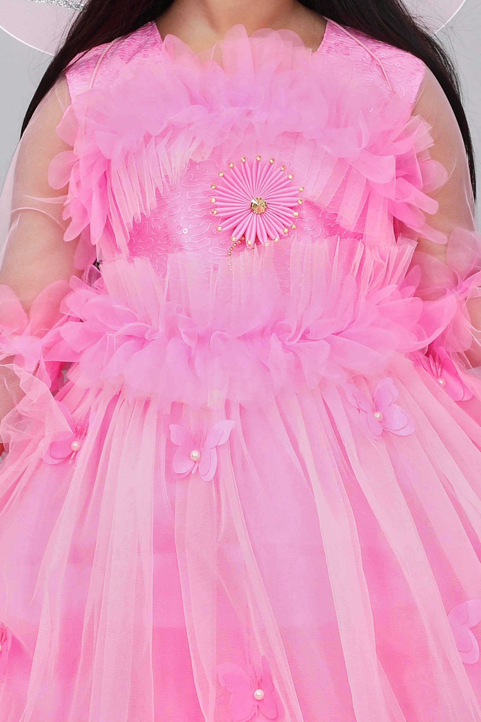 Pari Frock Dress for Girls - Pink Color Lighting Dress - Image 4