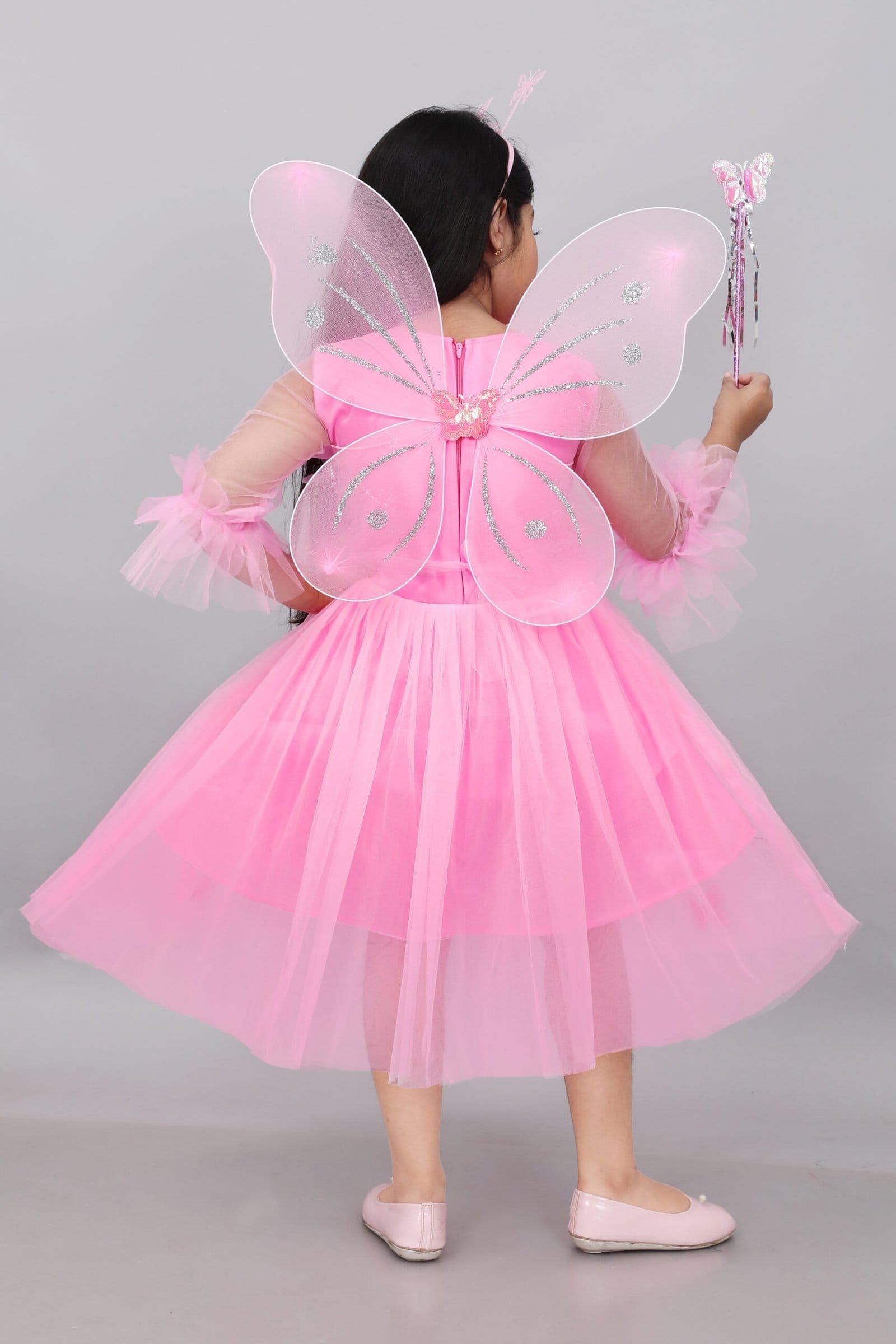 Pari Frock Dress for Girls - Pink Color Lighting Dress - Image 2