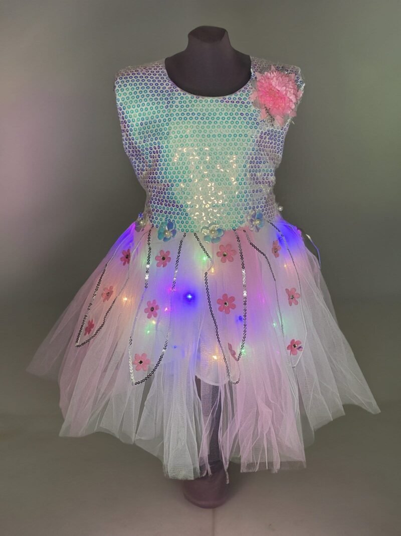 Alternative view of Lighting Dress for Girls - Kids Net Frock, Pink Color