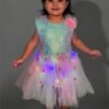 Lighting Dress for Girls – Kids Net Frock, Pink Color