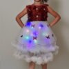 Lighting Dress Girls Red and White Long Net Frock Butterfly Design | Shop X Now