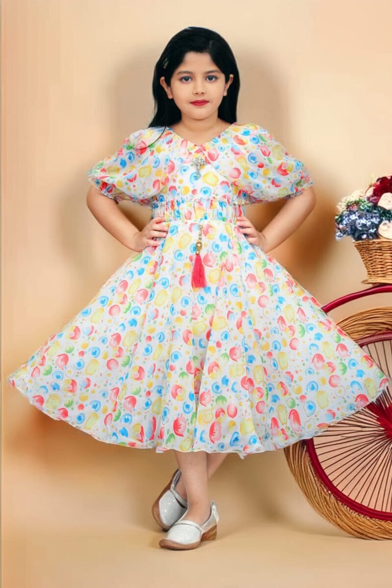 Girls Printed Chiffon Frock - Casual Wear Girls Printed Chiffon Frock – Casual Wear | Shop X Now