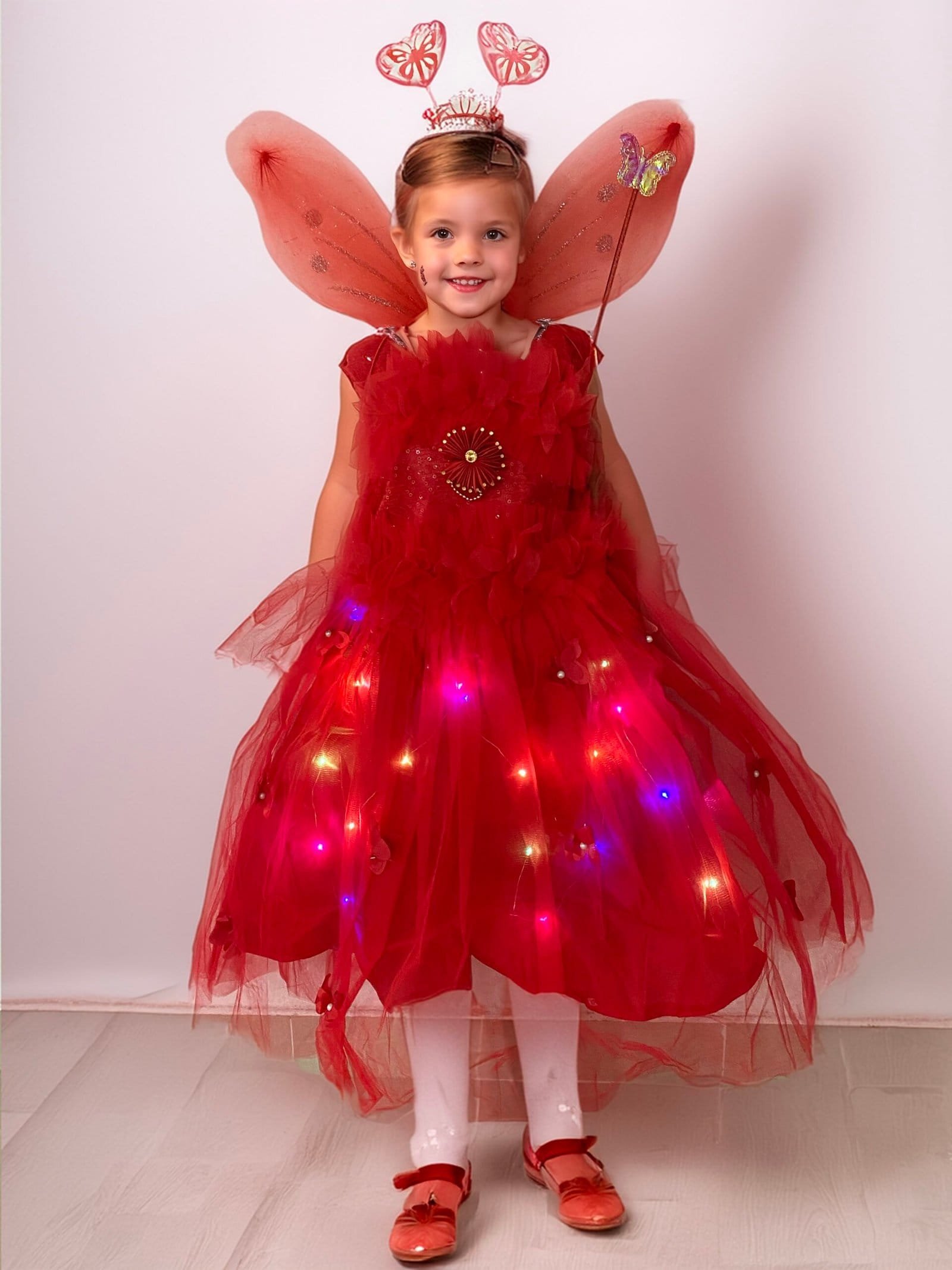 Pari Frock Dress for Girls – Red Color Lighting Dress