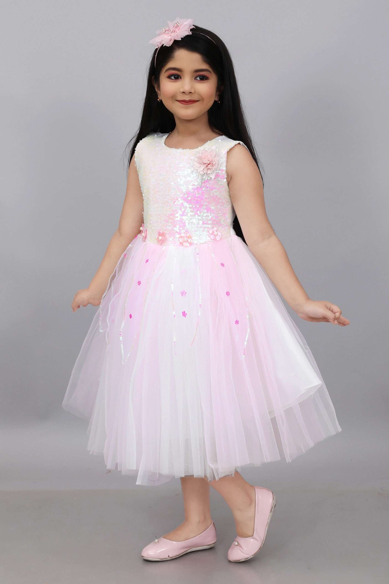 Girls Pink Net Frock Party Formal Dress Girls Pink Net Frock Party Formal Dress - Image 3 | Shop X Now