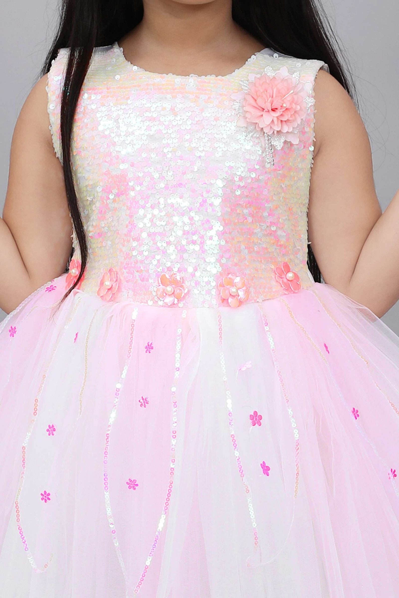 Girls Pink Net Frock Party Formal Dress Girls Pink Net Frock Party Formal Dress - Image 4 | Shop X Now