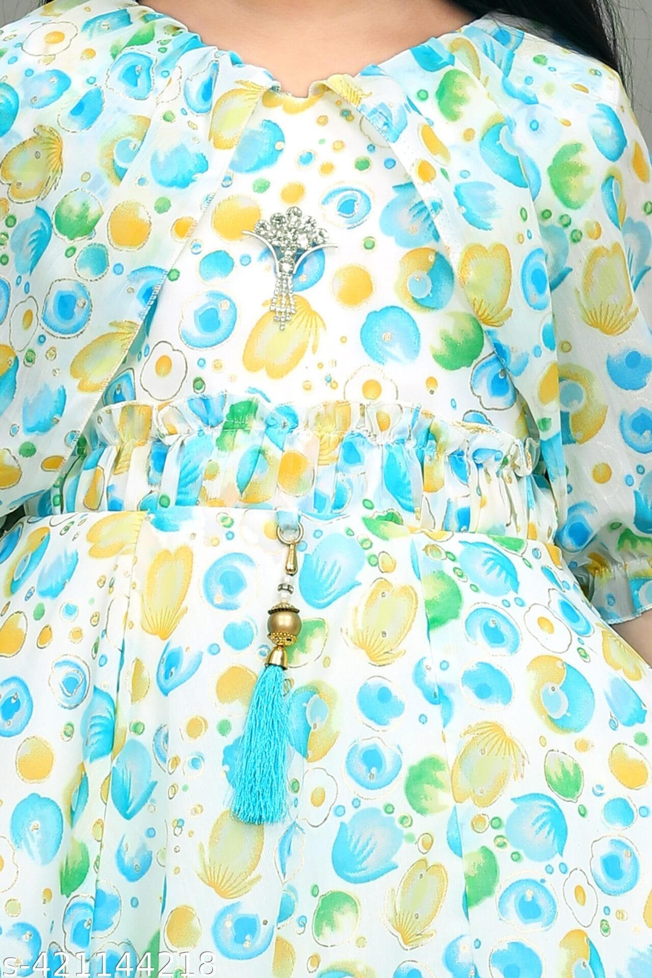 Girls Printed Chiffon Frock - Casual Wear Girls Printed Chiffon Frock - Casual Wear - Image 4 | Shop X Now