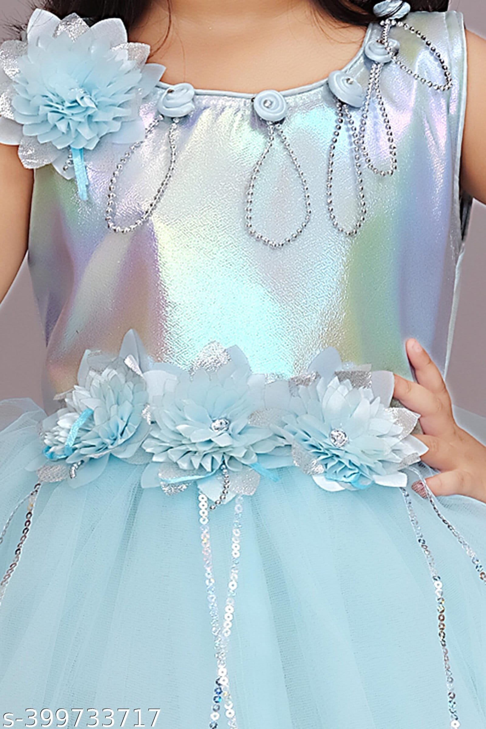 Girls Net Frock for Kids Dress Firoja Color - Image 4