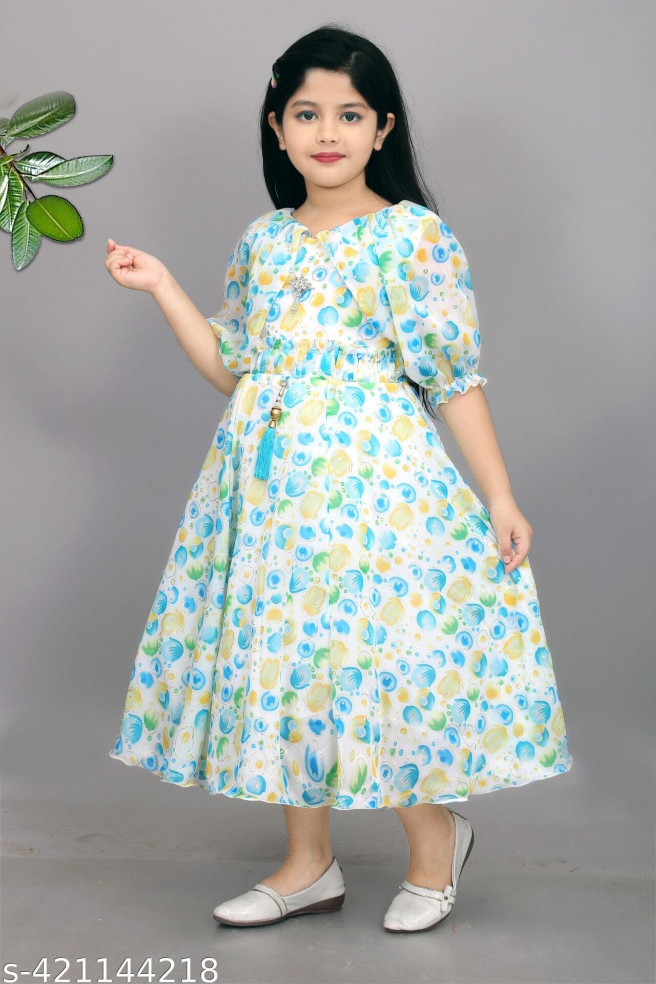 Girls Printed Chiffon Frock - Casual Wear Girls Printed Chiffon Frock - Casual Wear - Image 3 | Shop X Now