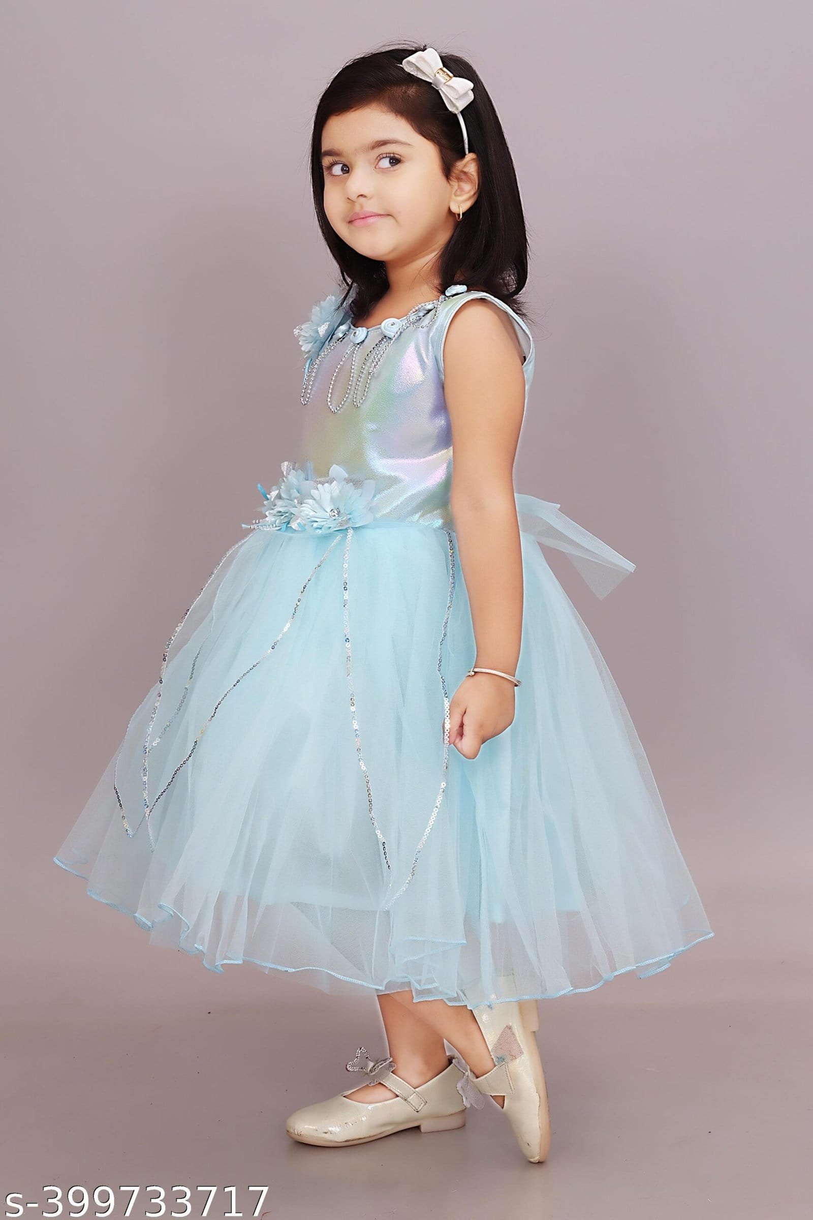 Girls Net Frock for Kids Dress Firoja Color - Image 3