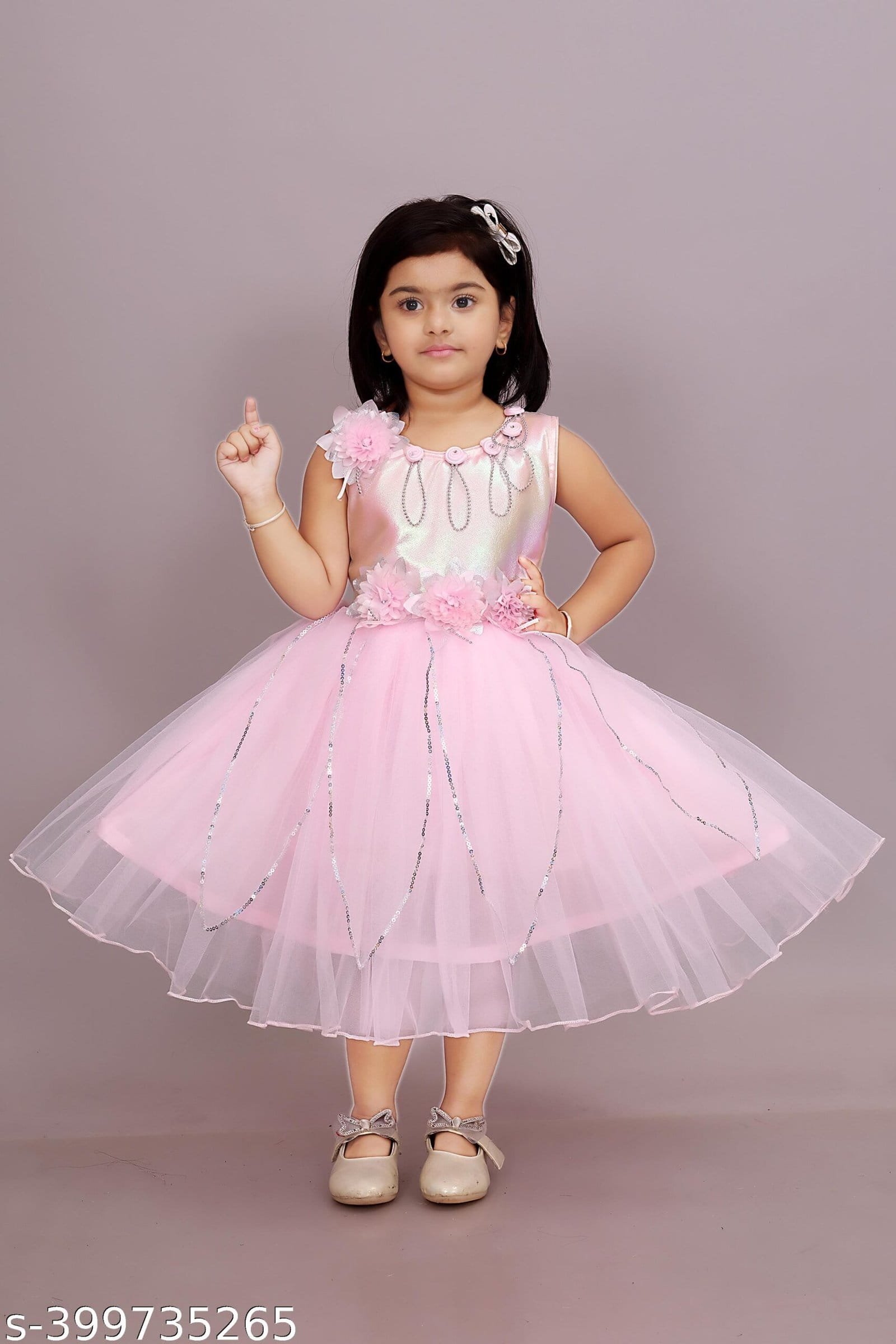 Girls Net Frock for Kids Dress Pink Color