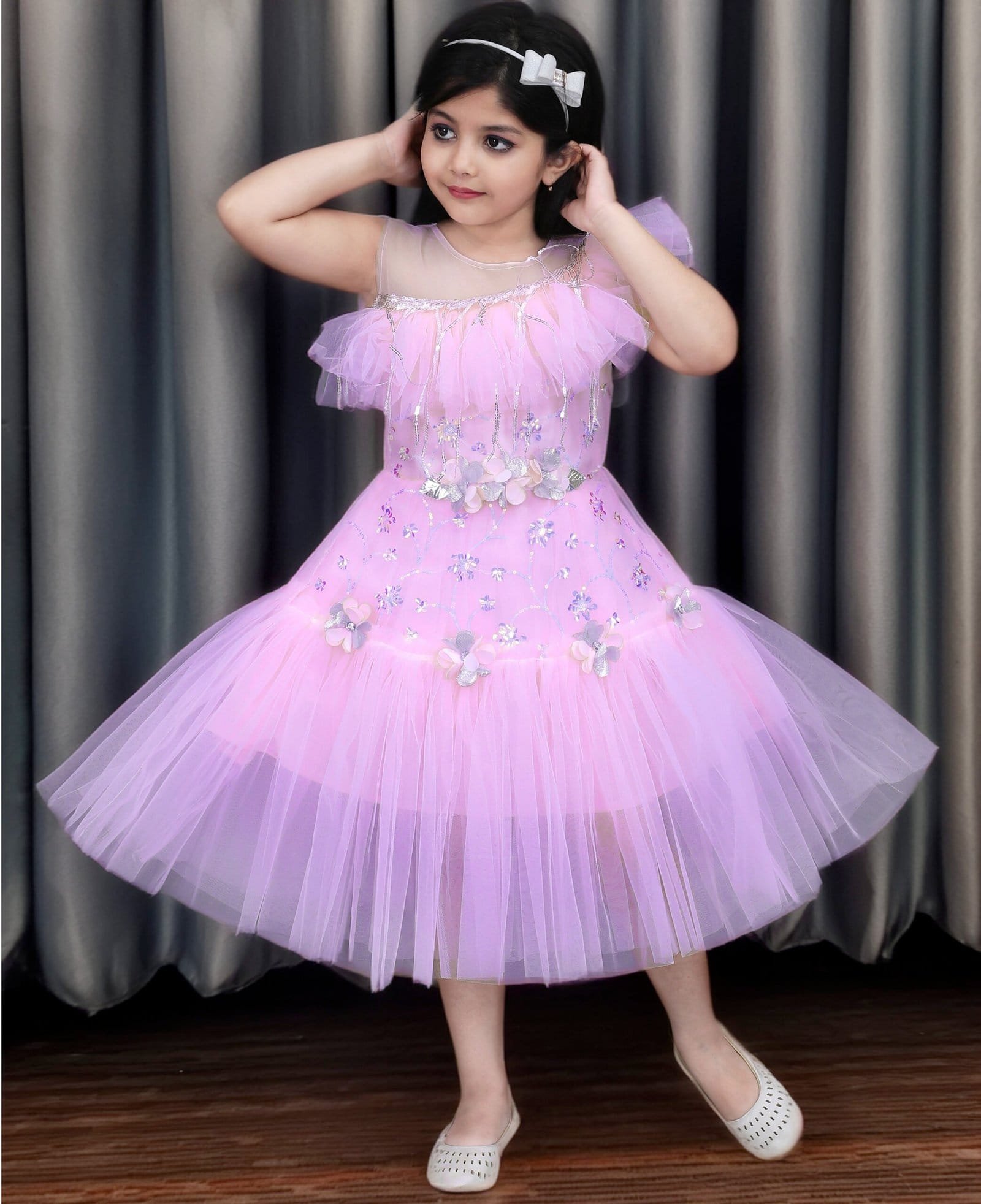 Girls Net Frock for Kids Dress Gowns – Pink Color