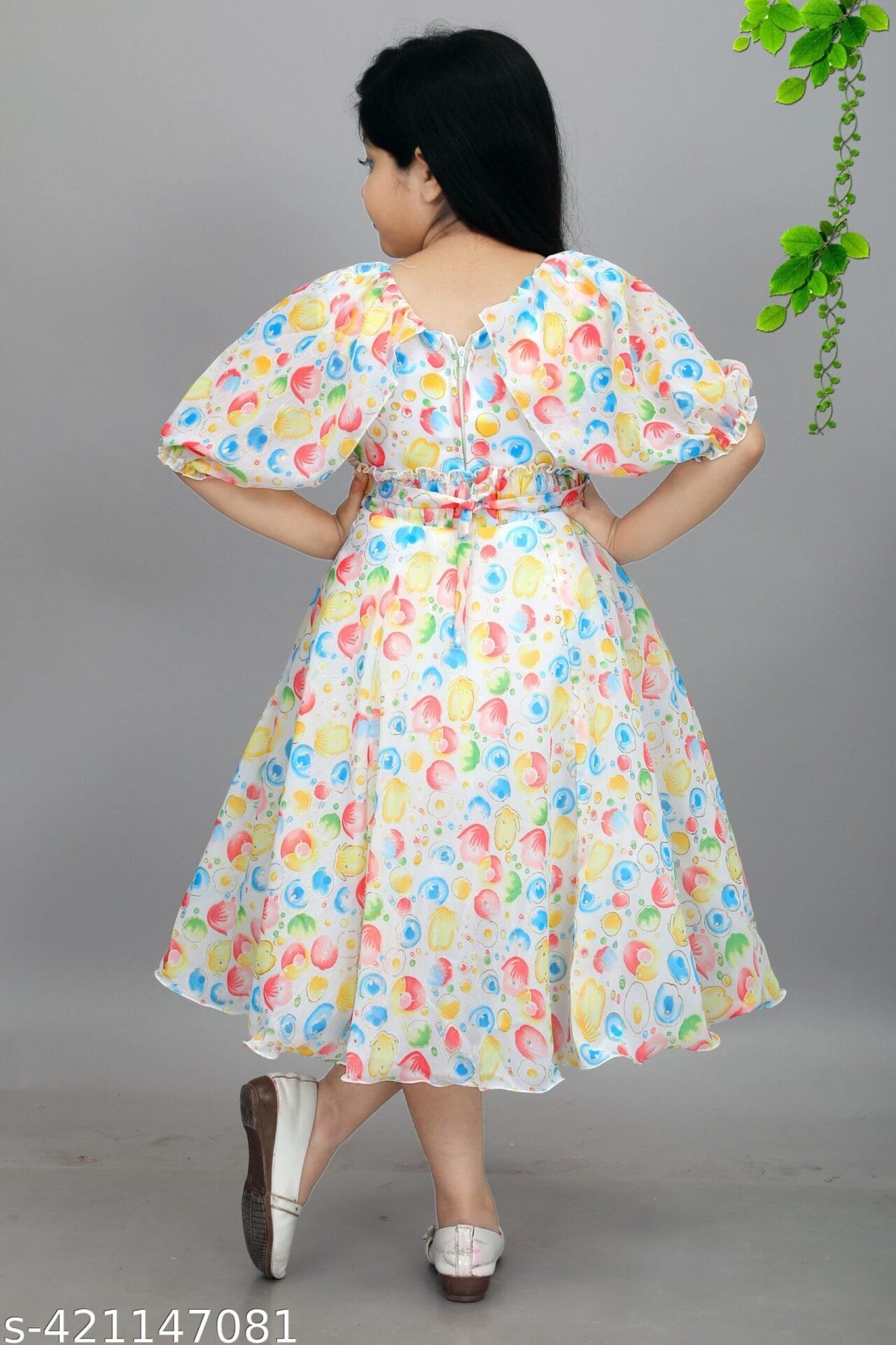 Girls Printed Chiffon Frock - Casual Wear - Image 2