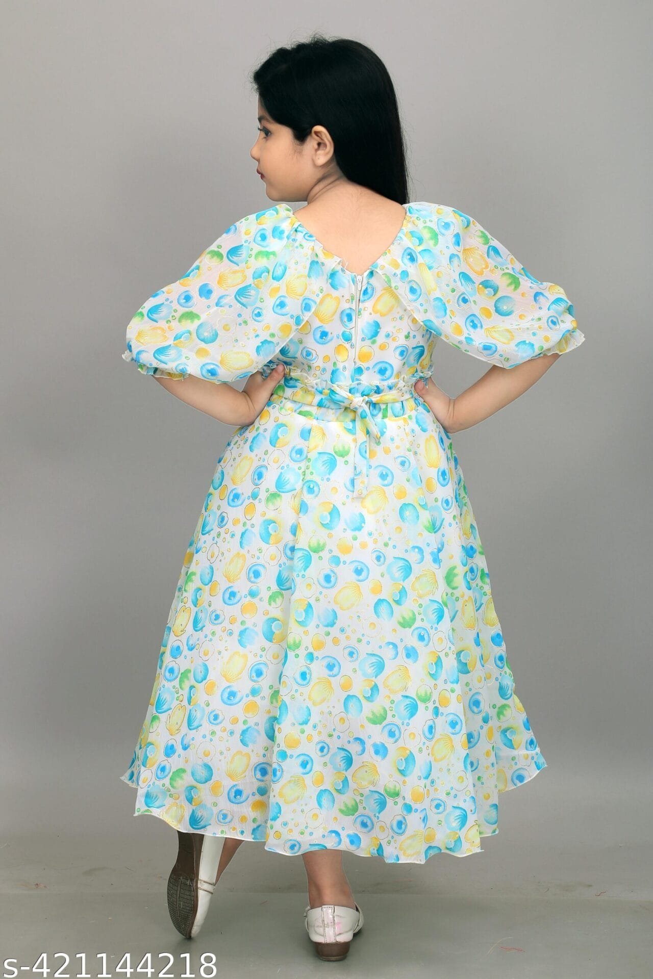 Girls Printed Chiffon Frock - Casual Wear Girls Printed Chiffon Frock - Casual Wear - Image 2 | Shop X Now