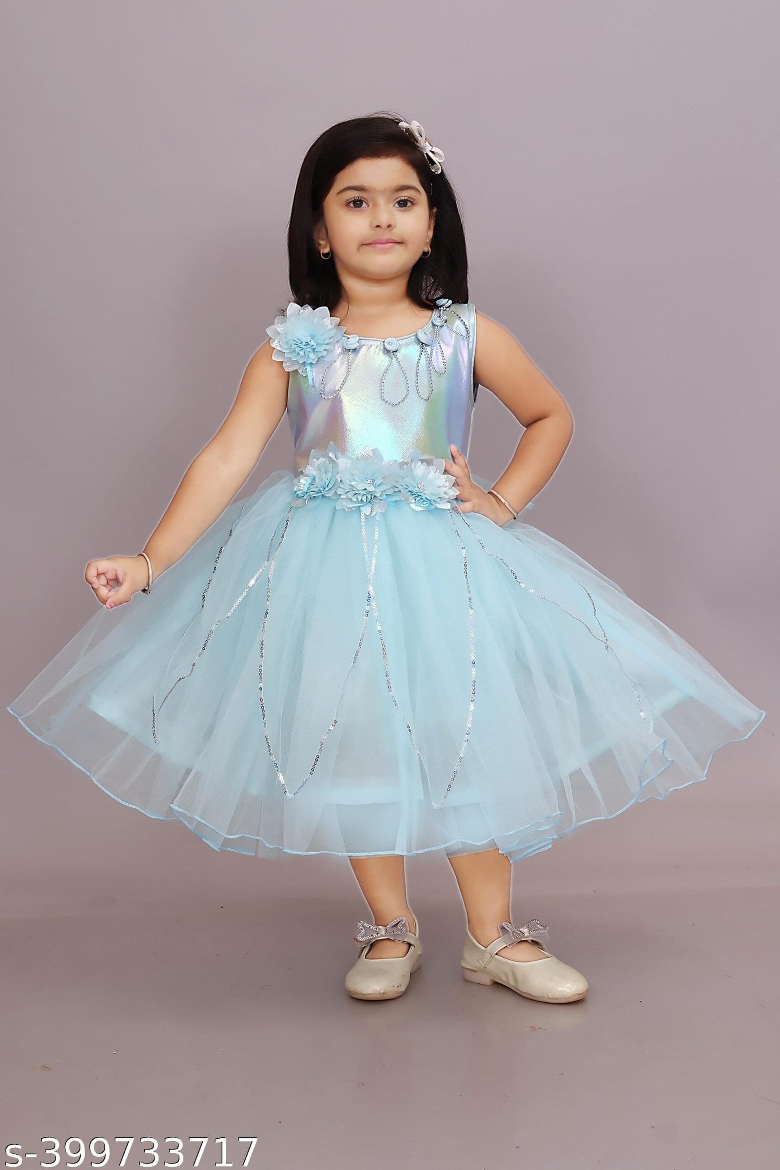 Girls Net Frock for Kids Dress Firoja Color