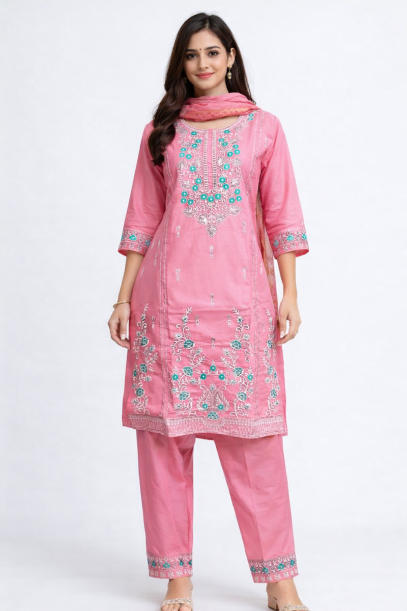 cotton churidra Paink Color ambotry work