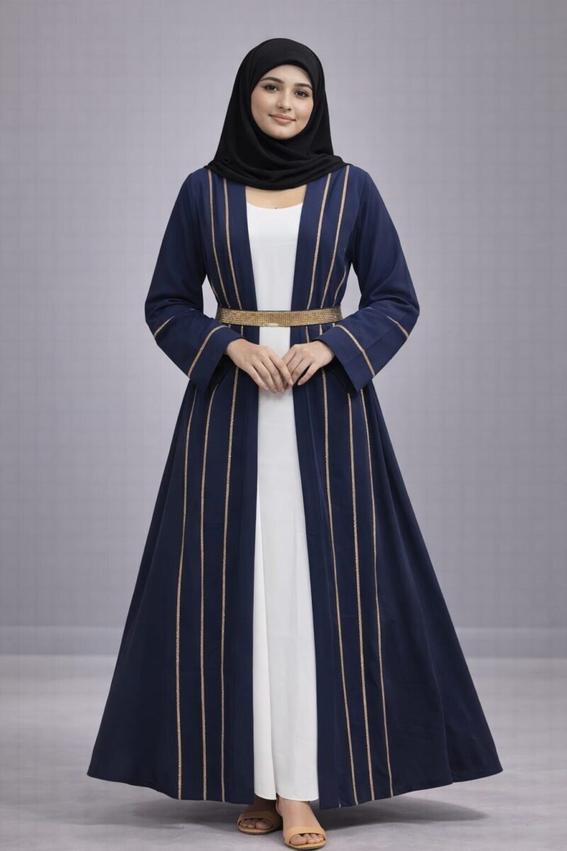 White Inner + Navi bloue Burqha Set full sleeve White Inner + Navi bloue Burqha Set full sleeve | Shop X Now