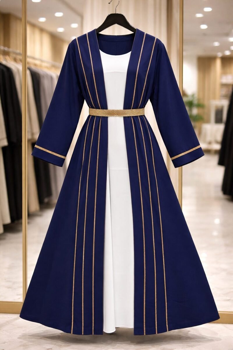 Alternative view of White Inner + Navi bloue Burqha Set full sleeve | Shop X Now