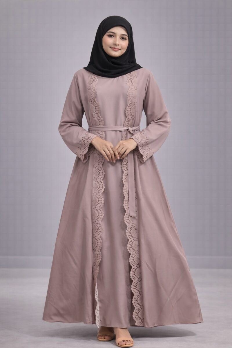 Alternative view of Cutout desgine Burqa ligth pink color | Shop X Now