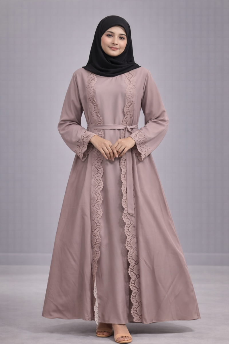 Alternative view of Cutout desgine Burqa ligth pink color | Shop X Now
