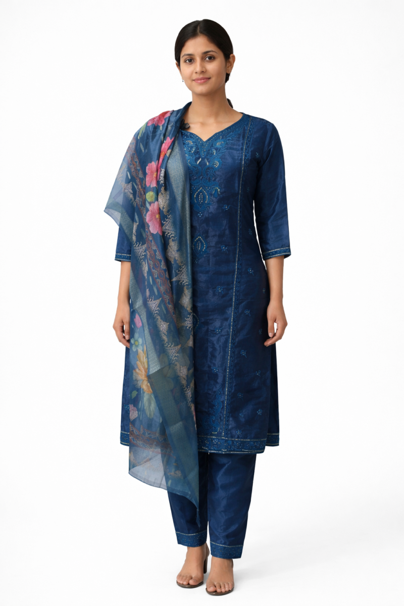 Cotton Embroidered Kurta Set for Women