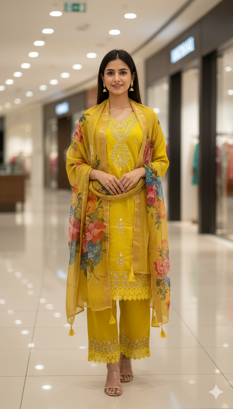 print Orna Churidar Ambotary work desgine Mahendi color | Shop X Now