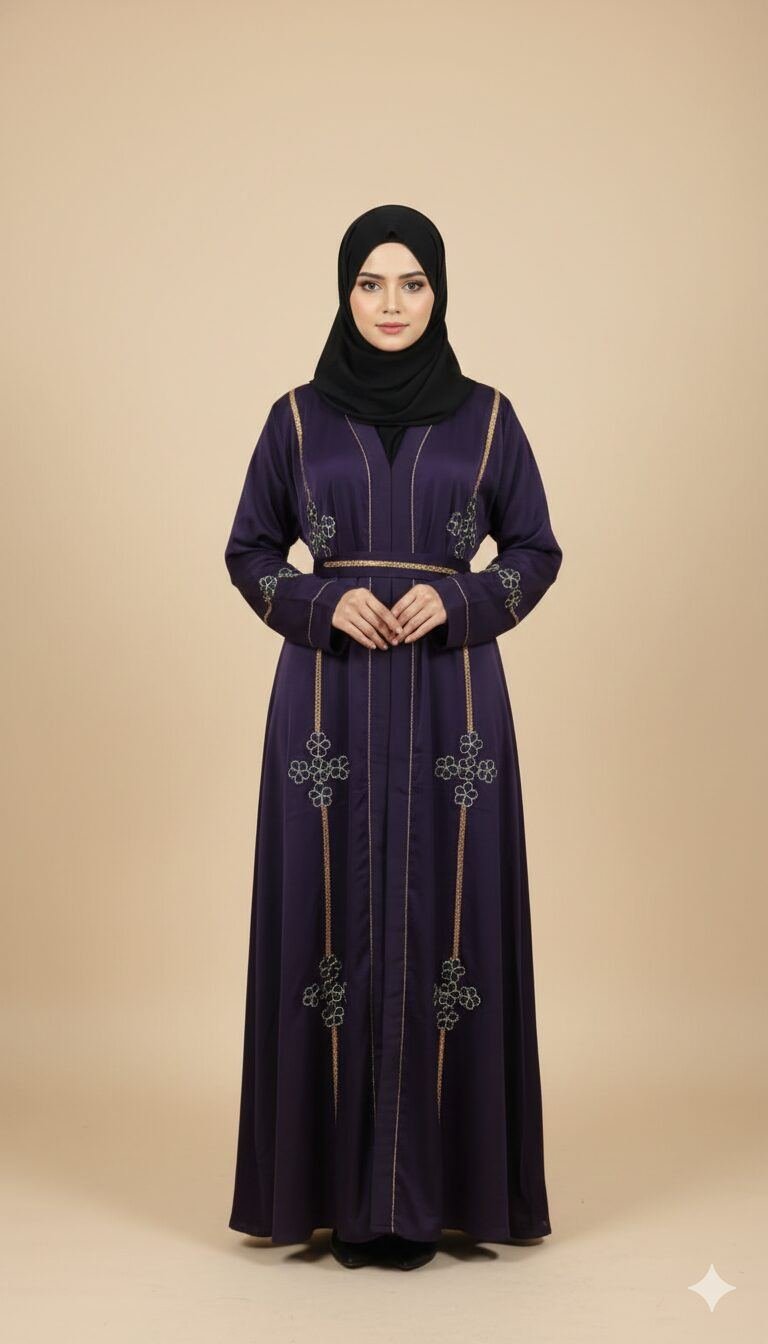 Elegant Women’s Black Abaya Dress – Modest Dubai Style Kaftan with Floral Embroidery, Open Front Kimono Robe for Prayer, Ramadan & Eid – Lightweight & Breathable Fabric Elegant Women’s Black Abaya Dress – Modest Dubai Style Kaftan with Floral Embroidery, Open Front Kimono Robe for Prayer, Ramadan & Eid – Lightweight & Breathable Fabric - Image 3 | Shop X Now