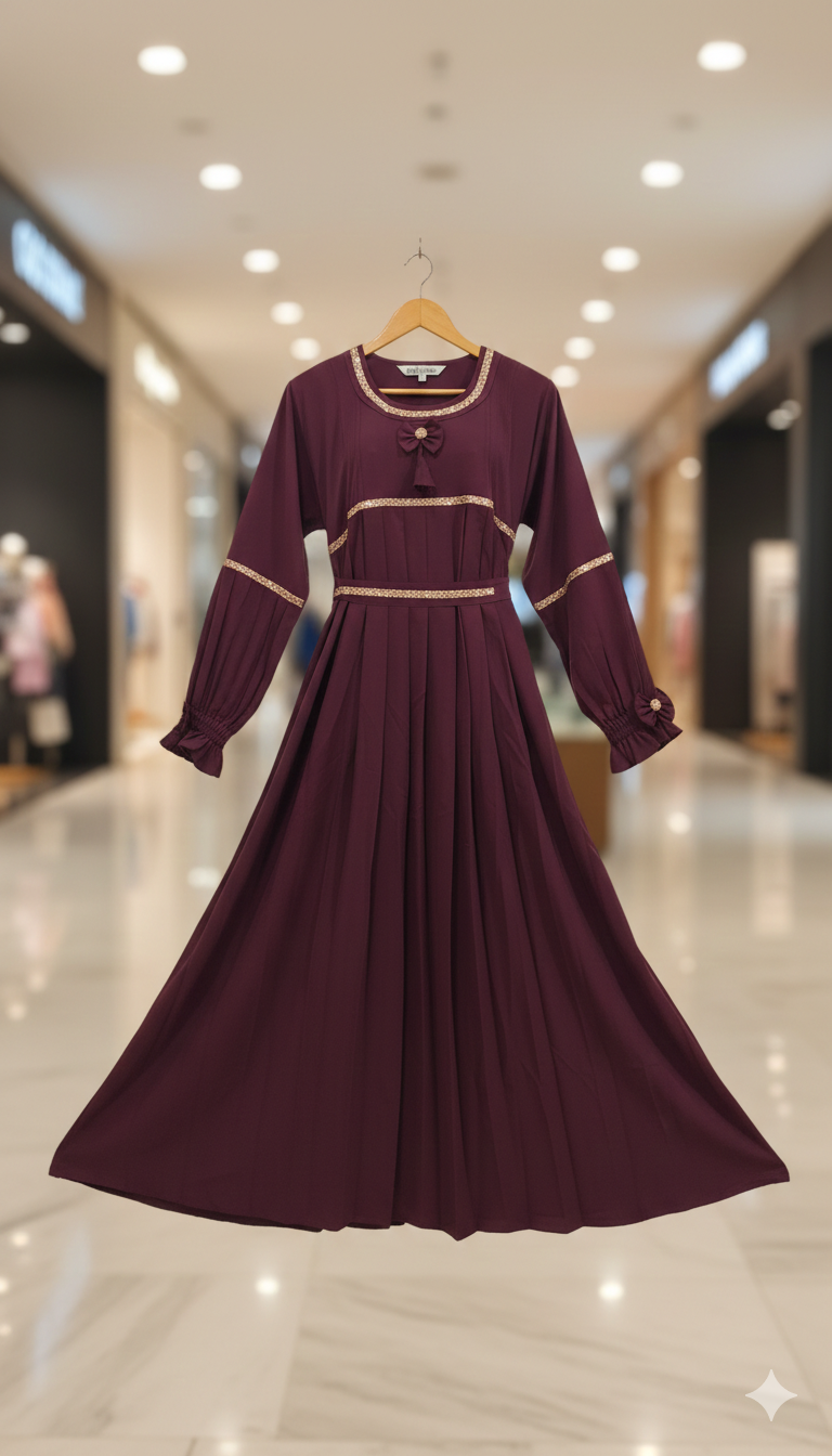 Alternative view of stone wrok burqha Maroon color best desgine | Shop X Now