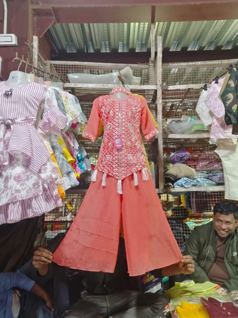 Alternative view of Girls kids Lehenga Peatch color paint top set ambotary work | Shop X Now