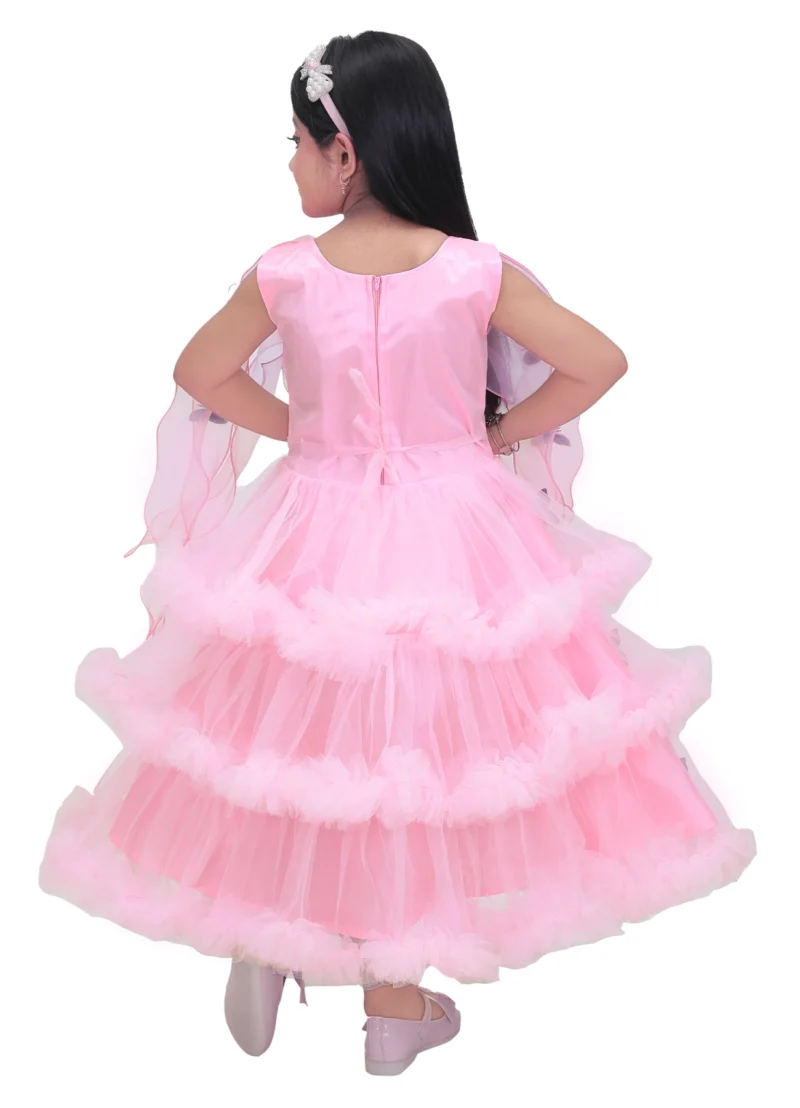 Alternative view of Pink Butterfly Net Frock for Girls - Party Wear