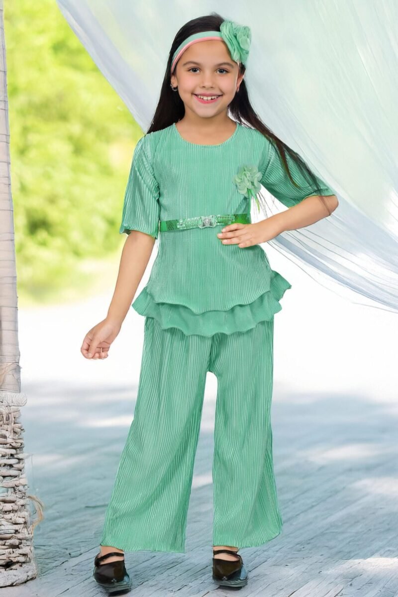 Girls C-Green Co-ord Set with Belt | Cotton Blend | Age 4-10Y Girls Co-ord Set | C-Green Cotton Blend | Age 4-10Y | Shop X Now