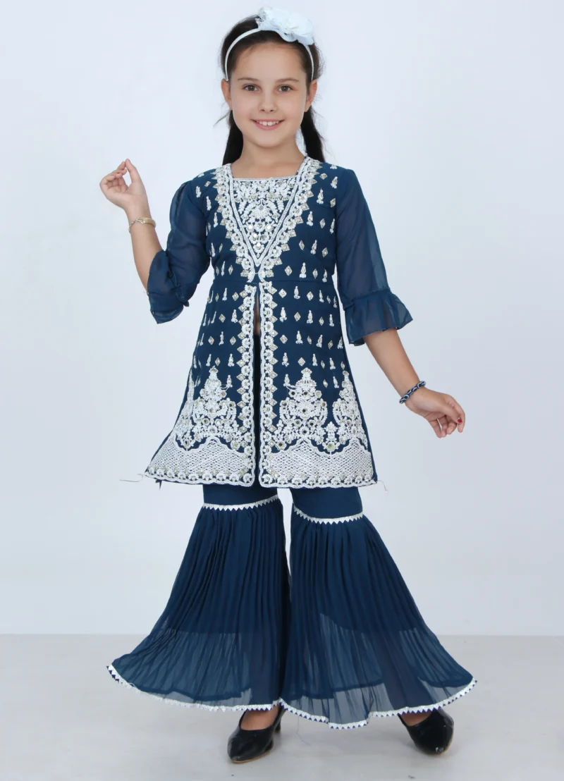 Girls Firoza Embroidered Sharara Set | Festive Ethnic Wear | 5–10Y Girls Firoza Embroidered Sharara Set | Festive Ethnic Wear | 5–10Y | Shop X Now