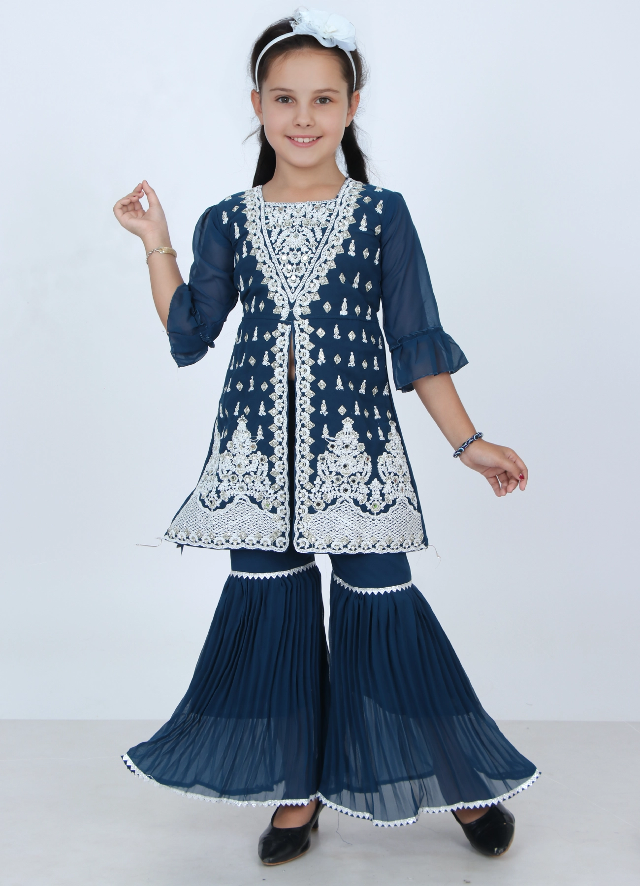 Girls Firoza Embroidered Sharara Set | Festive Ethnic Wear | 5–10Y Girls Firoza Embroidered Sharara Set | Festive Ethnic Wear | 5–10Y | Shop X Now
