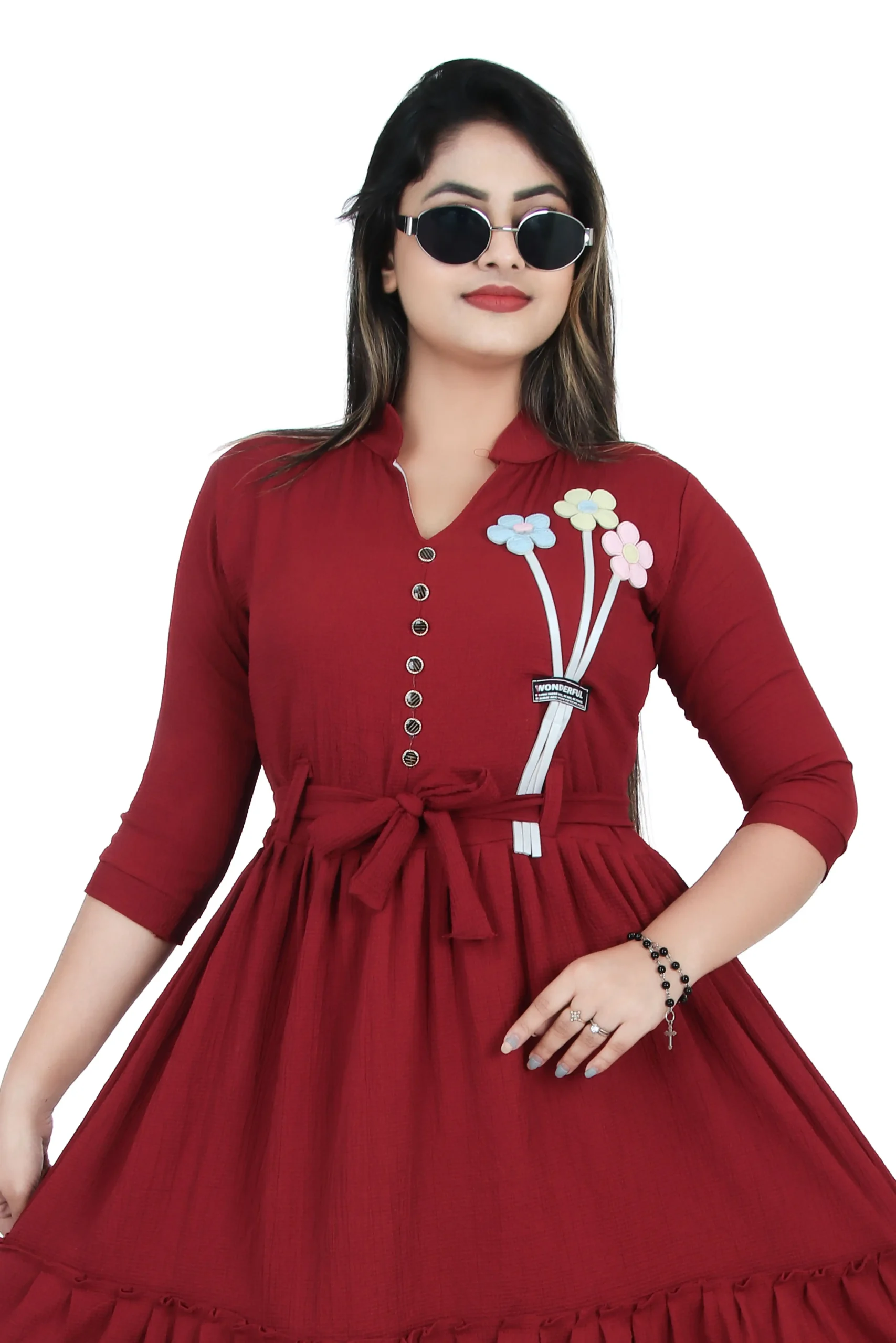 Women Long Tops | Dark Red Color | westren wear dress - Image 4