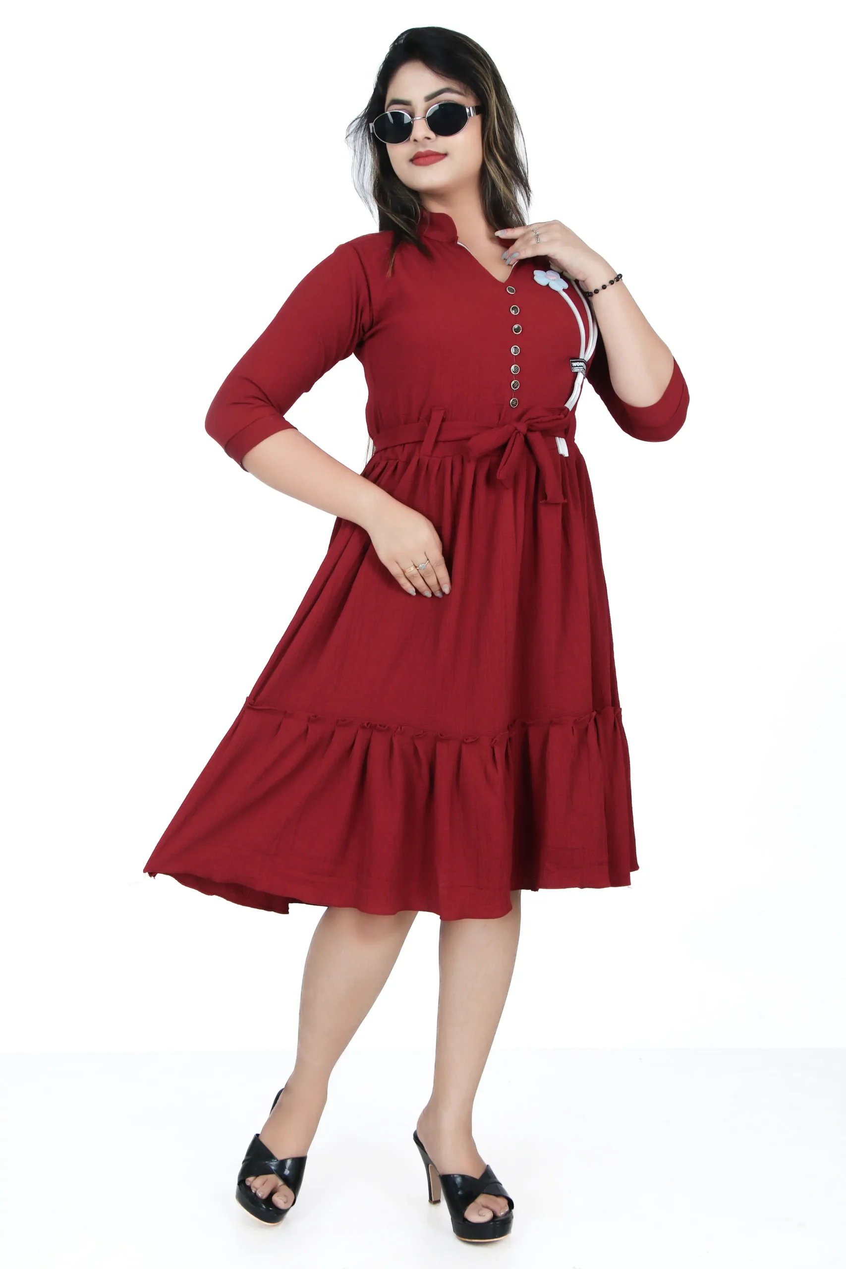 Women Long Tops | Dark Red Color | westren wear dress - Image 3