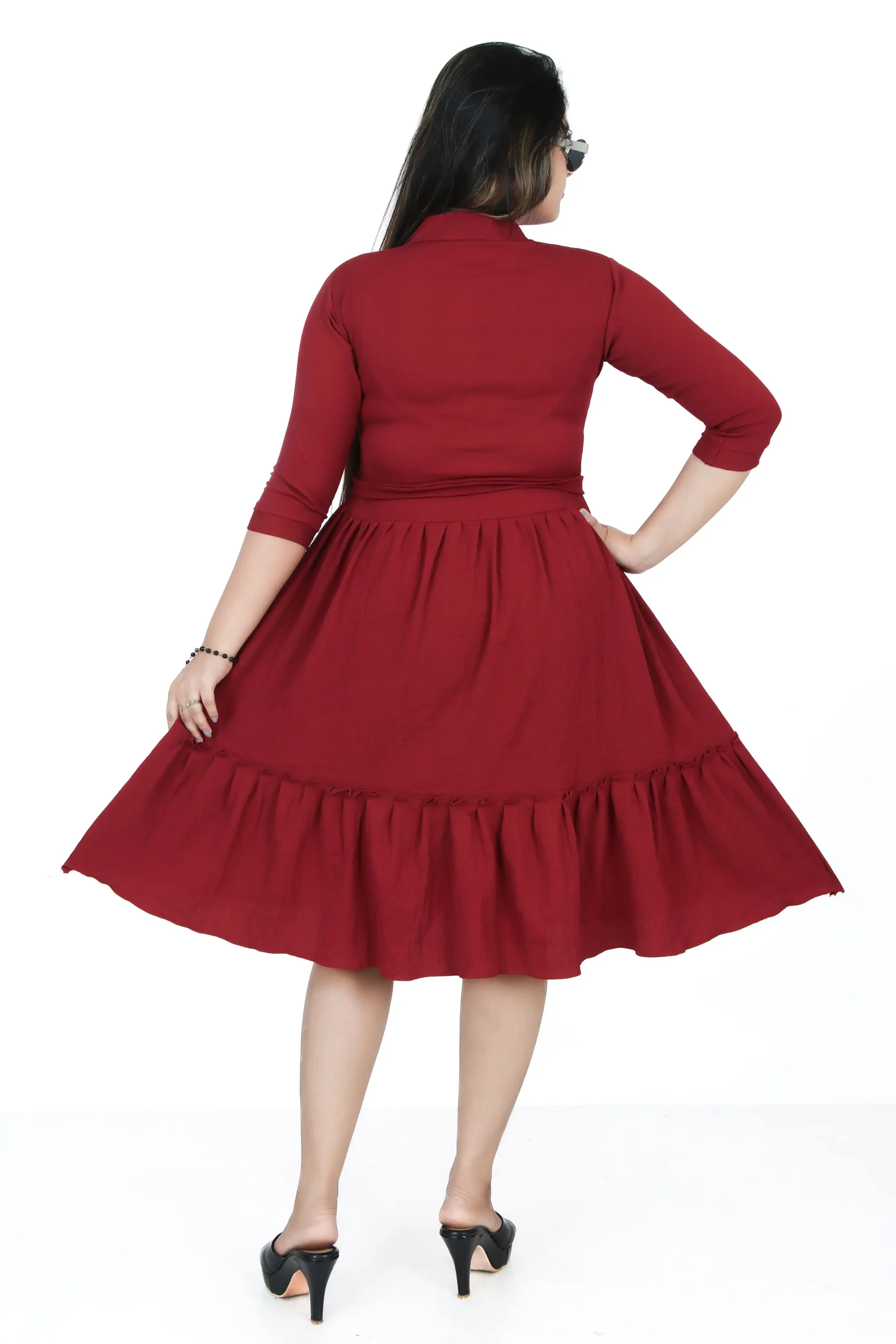 Women Long Tops | Dark Red Color | westren wear dress - Image 2