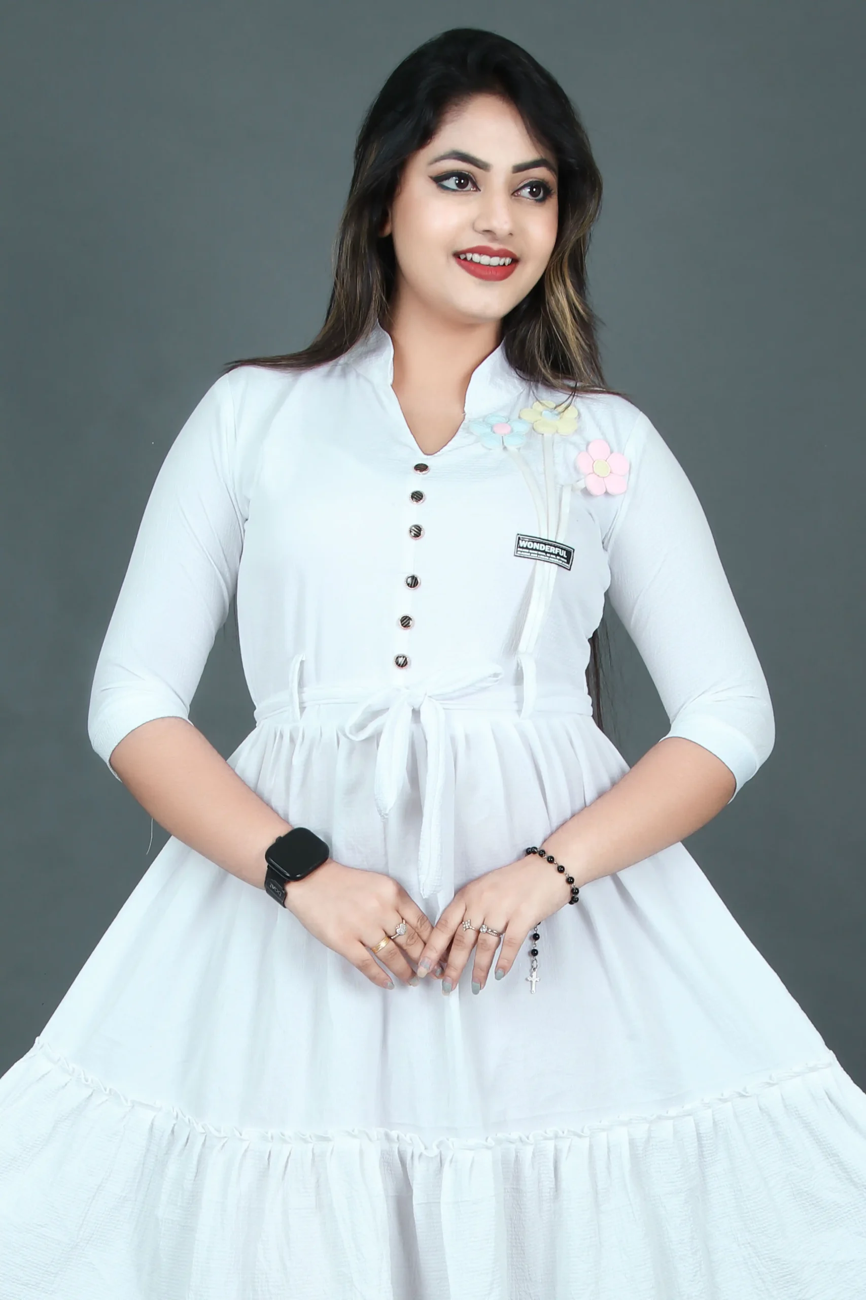 Women Long White Color Top Dress - Image 4