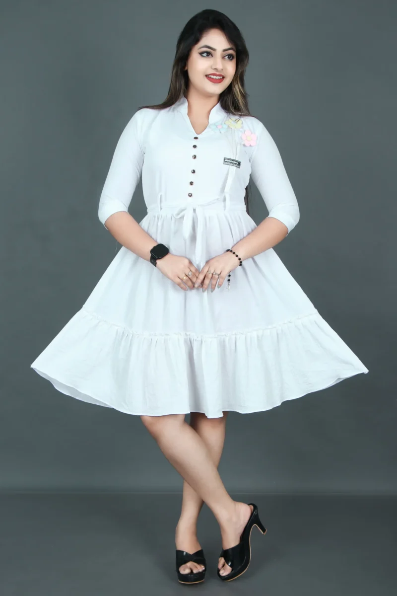 Women Long White Color Top Dress