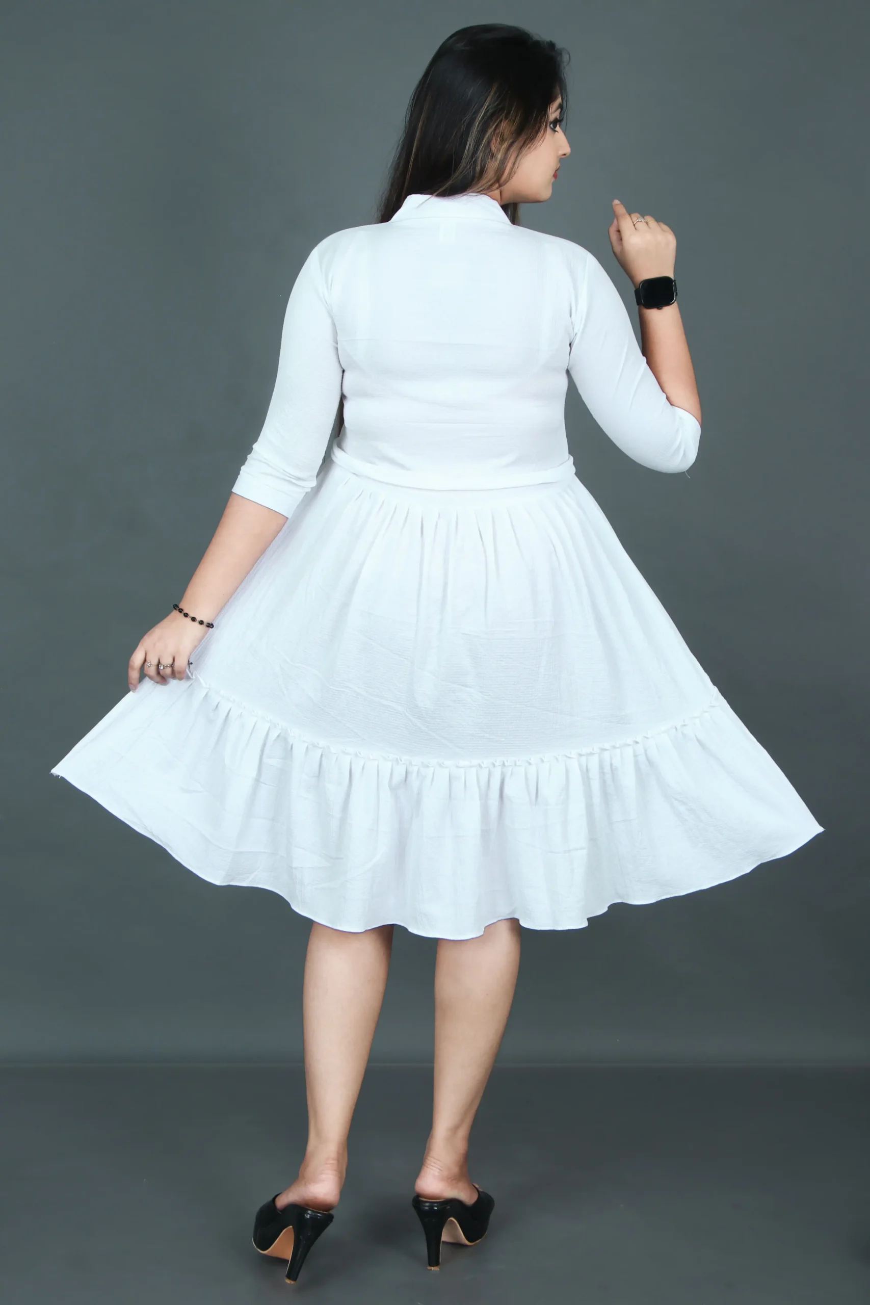 Women Long White Color Top Dress - Image 2