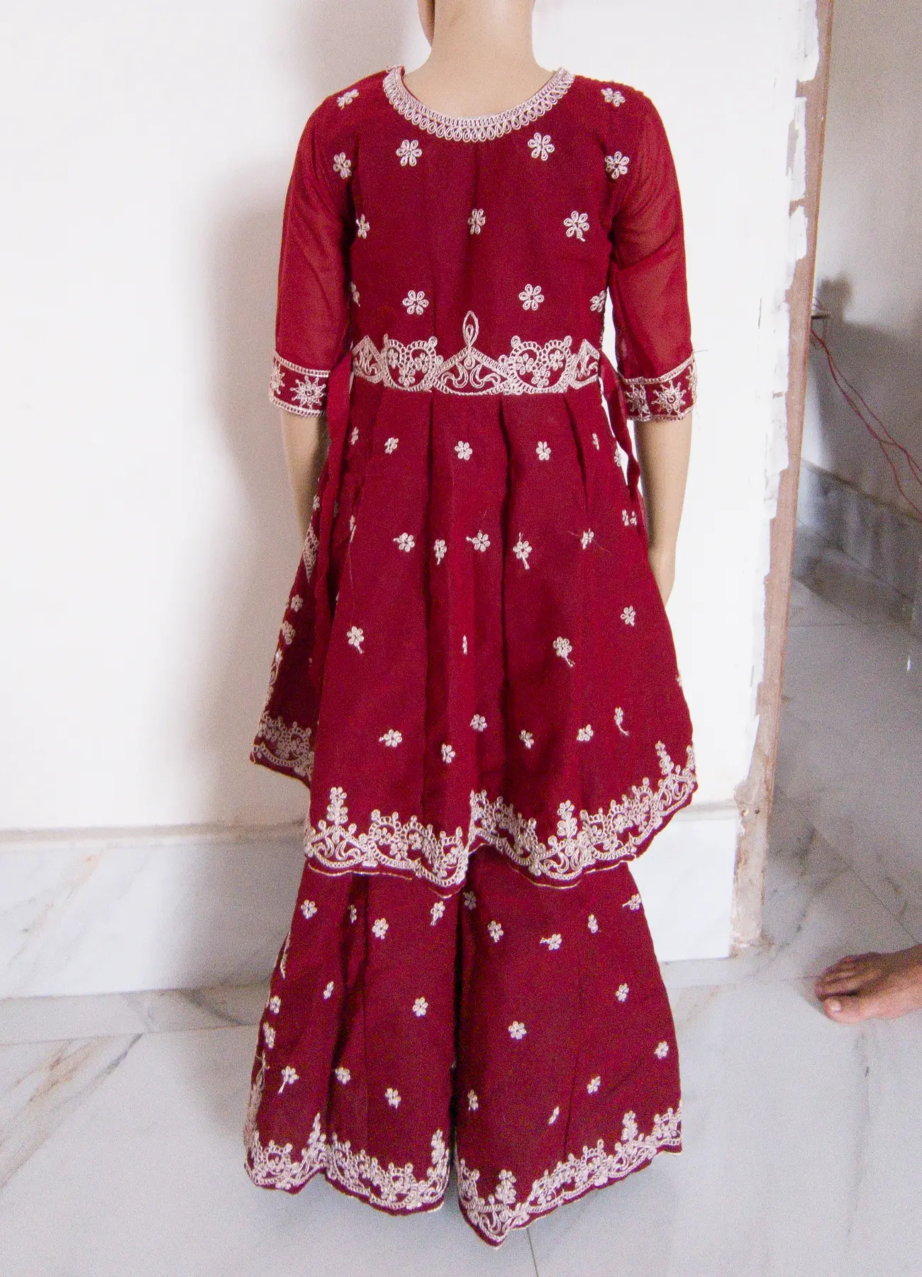 Girls Maroon Embroidered Lehenga Choli Set for wedding | Age 5-8 Years Girls Maroon Embroidered Lehenga Choli Set for wedding | Age 5-8 Years - Image 6 | Shop X Now