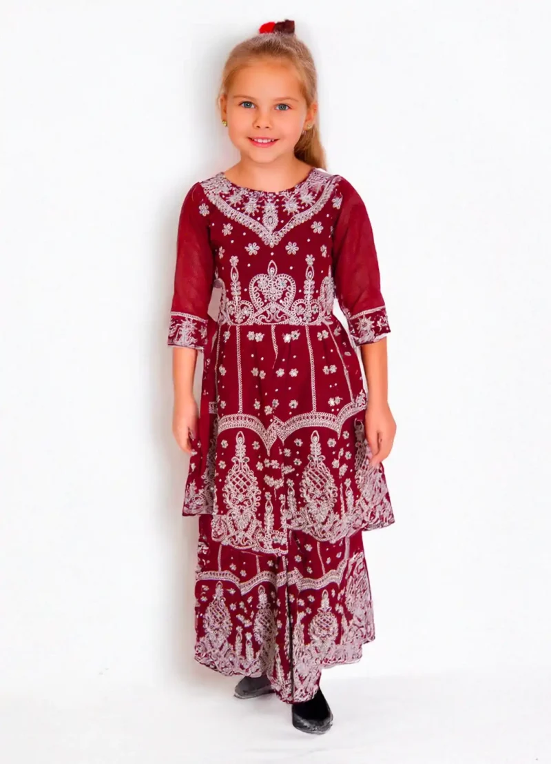 Girls Maroon Embroidered Lehenga Choli Set for wedding | Age 5-8 Years Girls Maroon Embroidered Lehenga Choli Set for wedding | Age 5-8 Years | Shop X Now