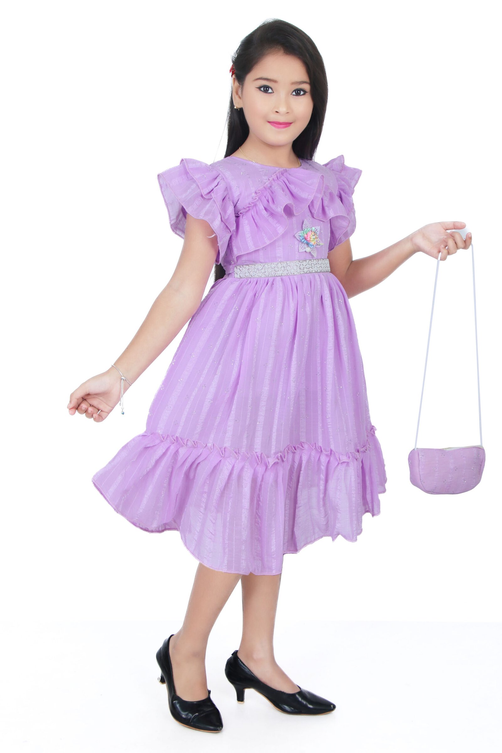 Girls Frill Frock with Matching Handbag – Party Wear - Image 3