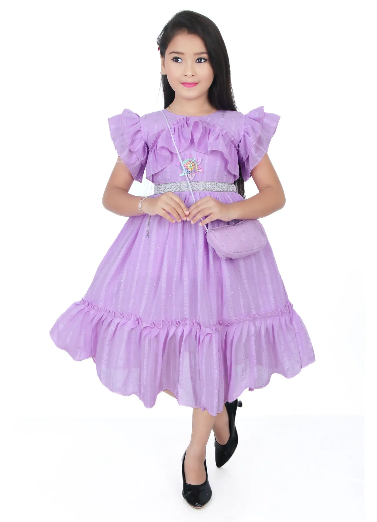Girls Frill Frock with Matching Handbag – Party Wear