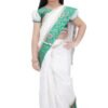 Girls Traditional White and Green Saree Dress – Ethnic Party Wear for Kids | Shop X Now