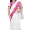 Girls Pink and White Traditional Saree Dress – Ethnic Festival Wear for Kids