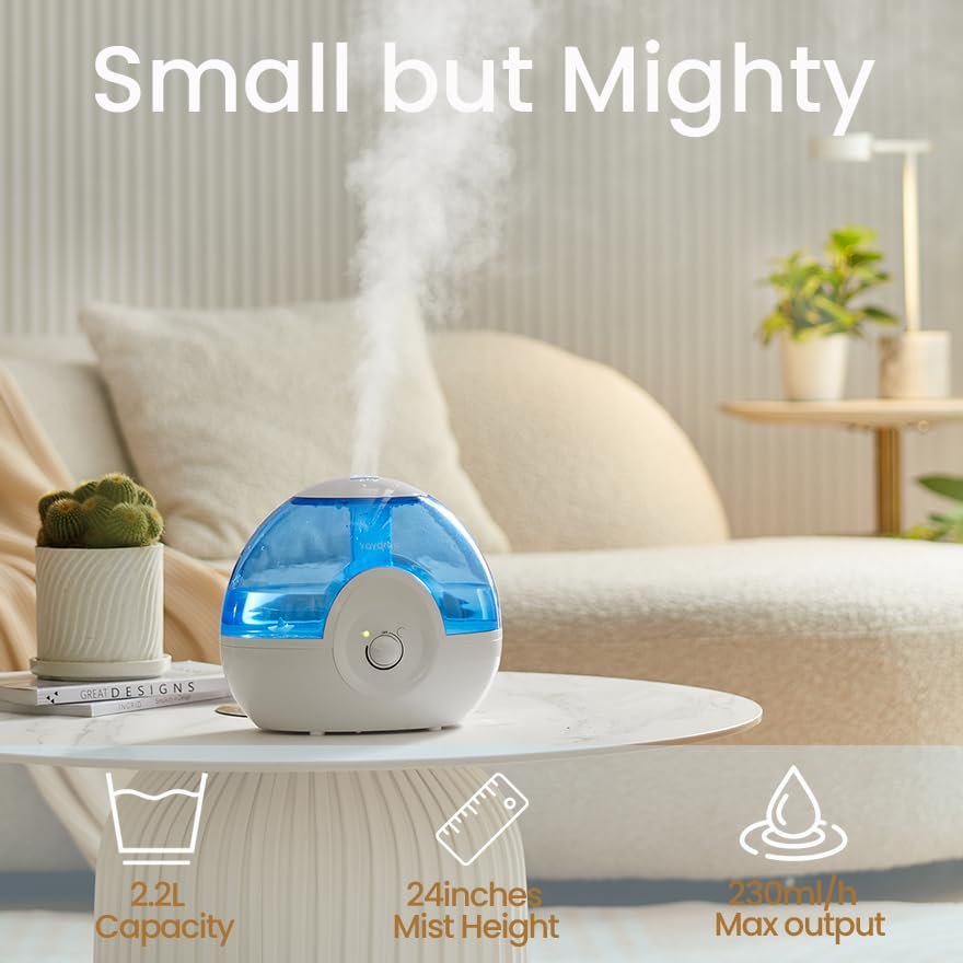 raydrop Cool Mist Ultrasonic Humidifier 2.2L, Quiet, 28dB, Easy Clean, Auto Shut-off, 30 Hours Work, Night Light (Blue) raydrop Cool Mist Ultrasonic Humidifier 2.2L, Quiet, 28dB, Easy Clean, Auto Shut-off, 30 Hours Work, Night Light (Blue) - Image 2 | Shop X Now