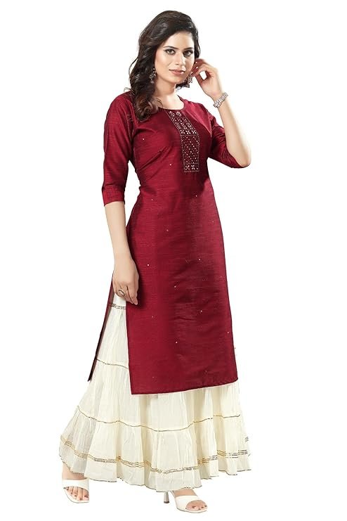 Alternative view of Cotton Kurti for Women Solid in Plus Size & Small Size.