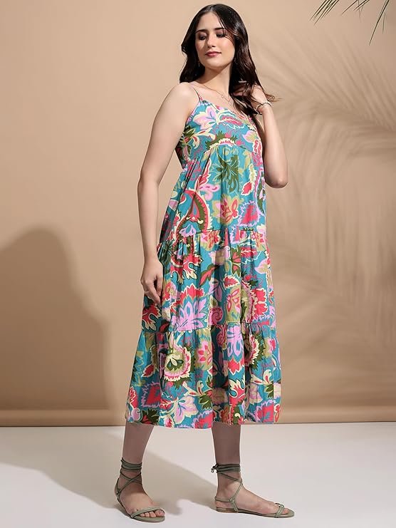 Alternative view of Women's Sleeveless Square Neck Printed Dresses