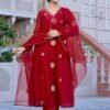 Women Embroidery Solid Anarkali Kurta and Pant Set with Dupatta | Shop X Now